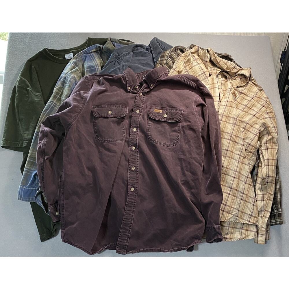 Carhartt Button Up Shirts Men's Size XL Lot Of 5 And 1 Carhartt T-Shirt